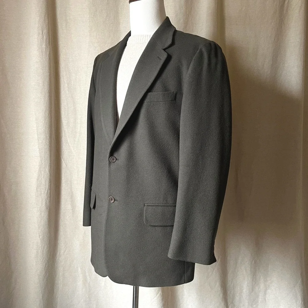 J.Crew Olive Green Wool Blazer 40L Mens 2 Button‎ Classic Sport Coat 90s USA